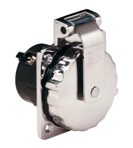 Tomada em Aço Inoxidável Marinco 6371EL-B 50A 110V com Tampa