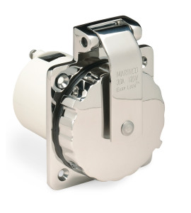 Tomada em Aço Inoxidável Marinco 303SSL-B 30A 125V com Tampa