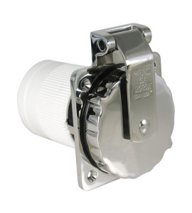 Tomada em Aço Inoxidável Marinco 6373EL-B 50A 110V/220V com Tampa